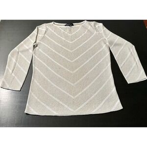 Jones New York Womens Chevron Stripe Long Sleeve Top Tunic Blouse Size S‎